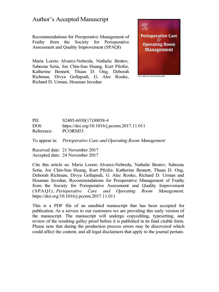 Preoperative Frailty Management Guidelines | PDF | Geriatrics | Surgery