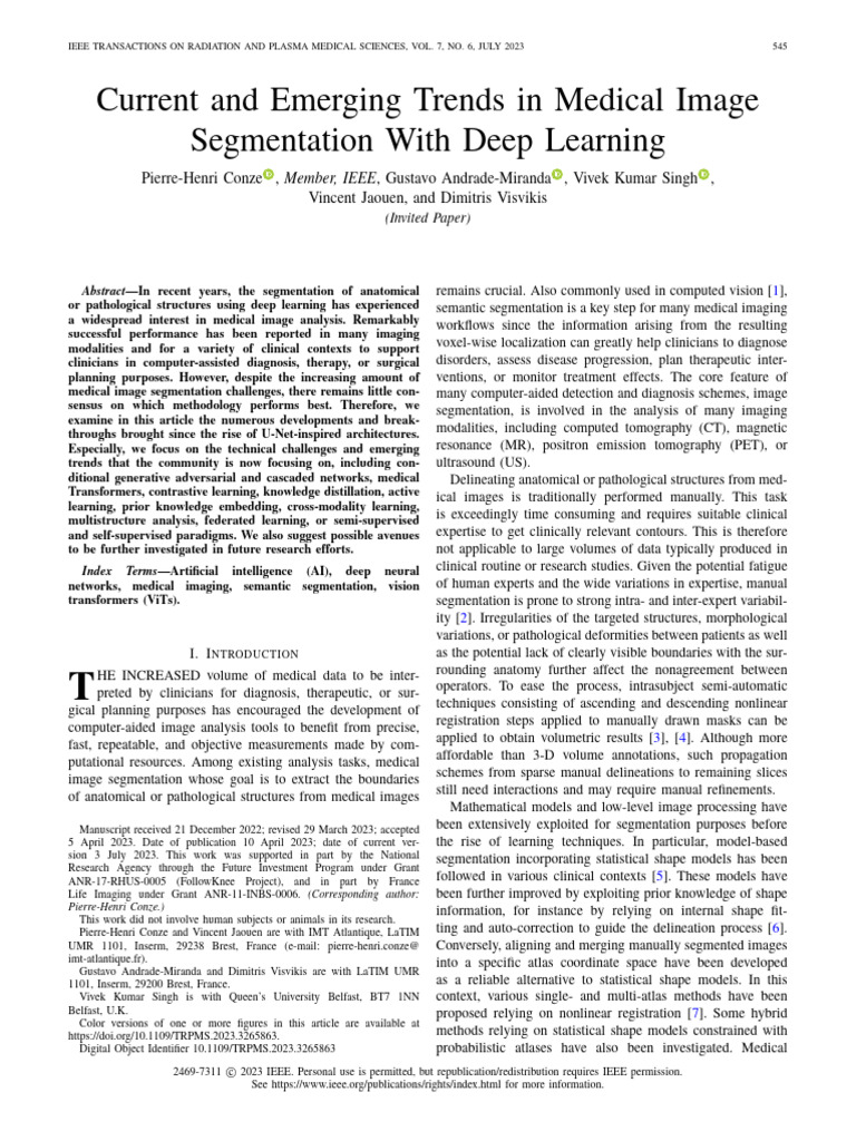 Trends in Deep Learning for Medical Segmentation | PDF | Medical ...