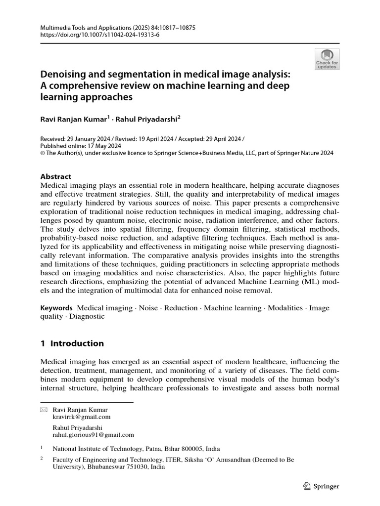 Denoising and Segmentation in Medical Image Analysis: A Comprehensive ...