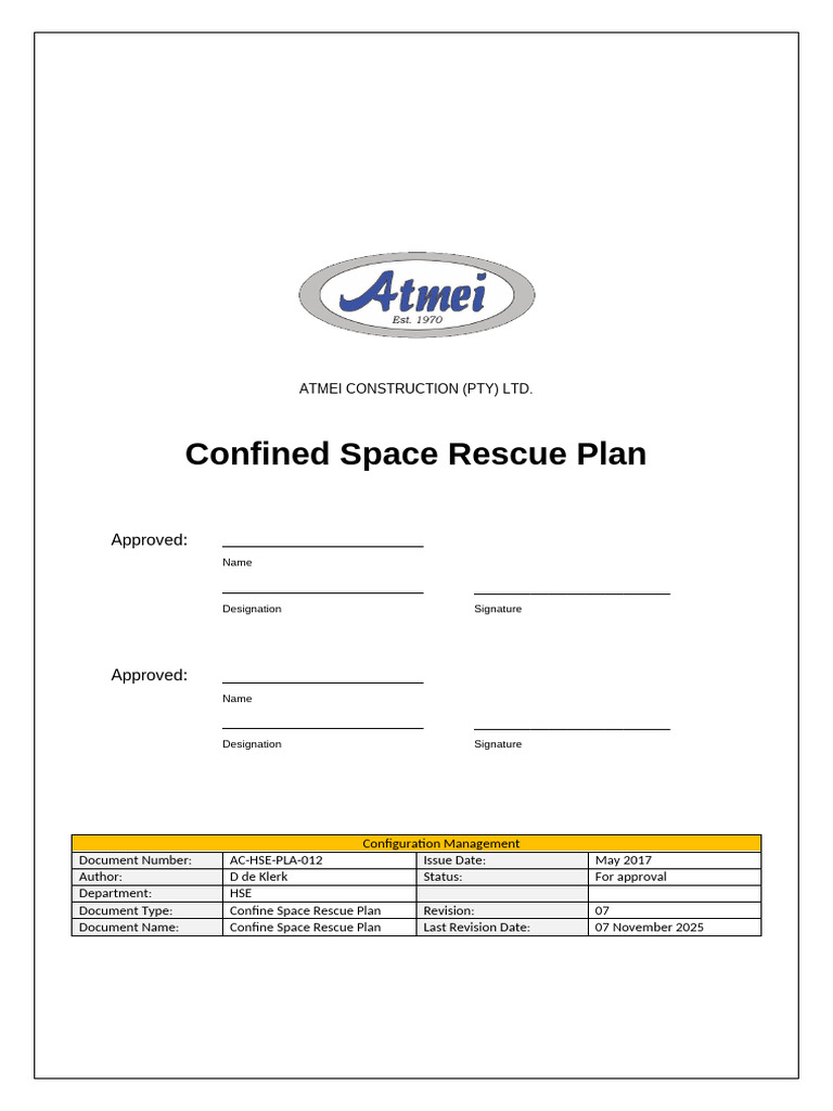 Confined Space Rescue Plan Guide | PDF | Rescue | Emergency