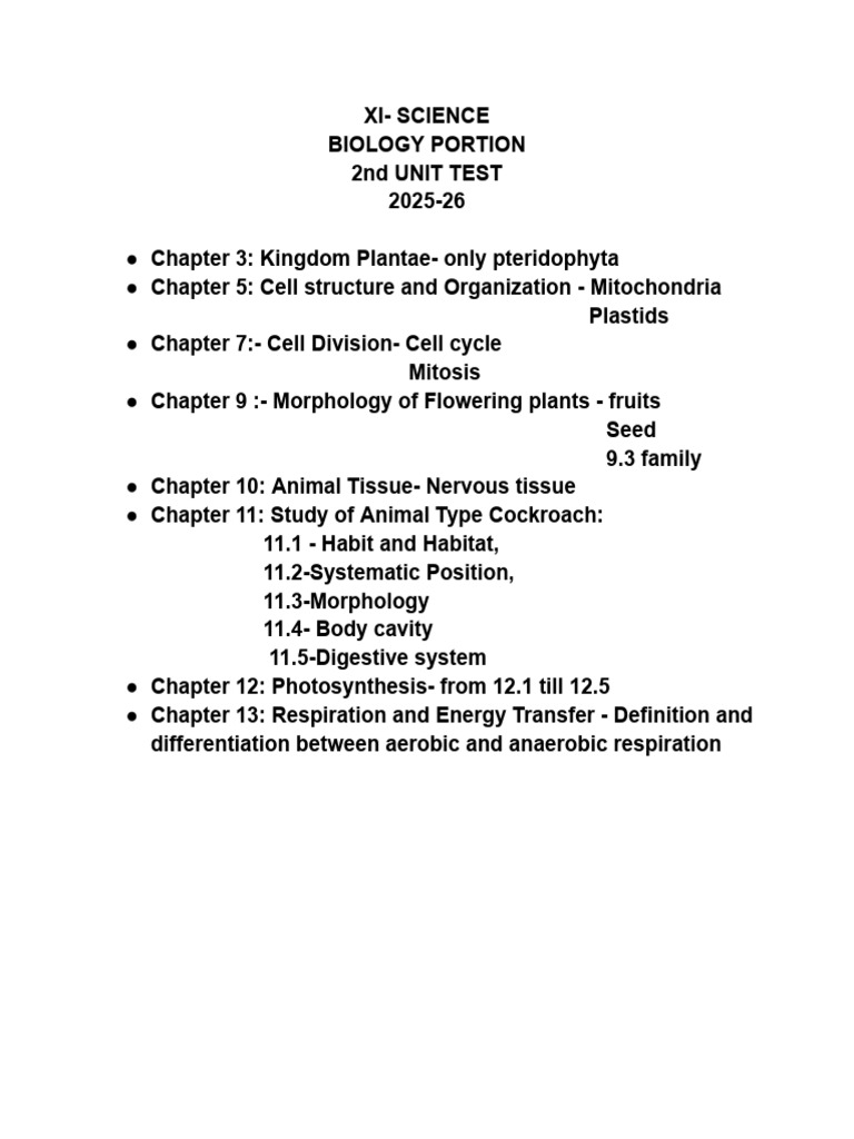 Portion For XI (2nd Unit) | PDF