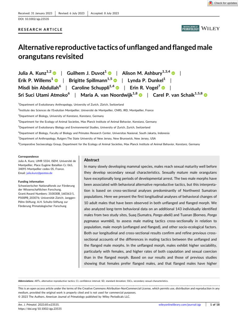 Alternative Reproductive Tactics | PDF | Orangutan | Zoology
