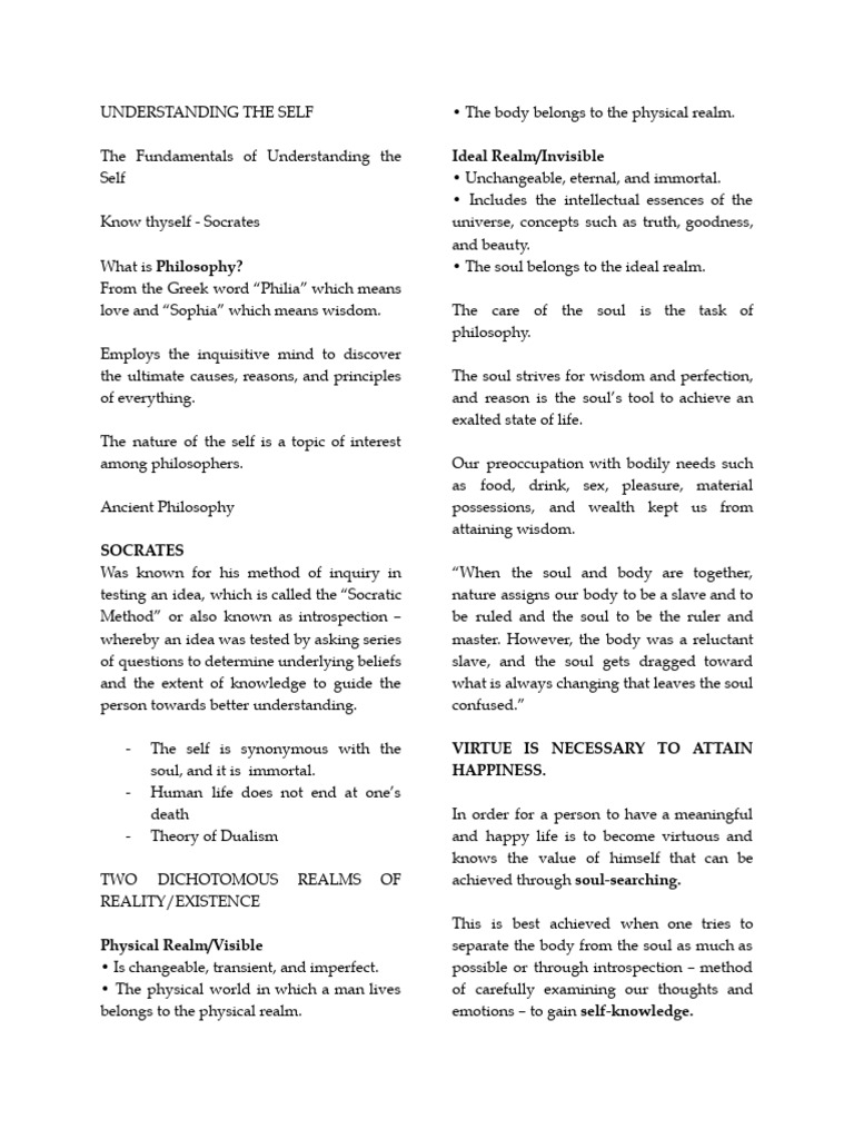 Bs-Nursing Uts Notes | PDF | Philosophy Of Self | Soul