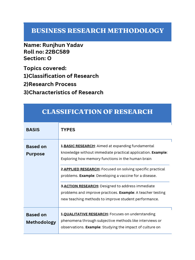 Research Classification and Process Guide | PDF | Survey Methodology ...