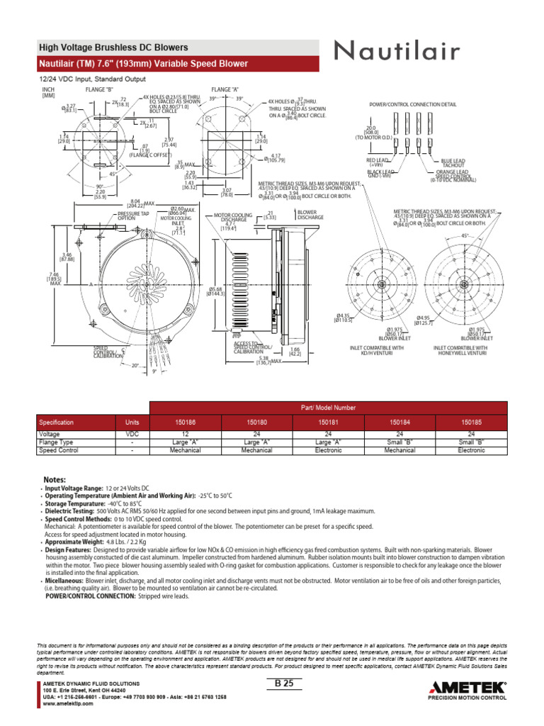 12/24 VDC Blower Specifications | PDF | Electrical Engineering ...