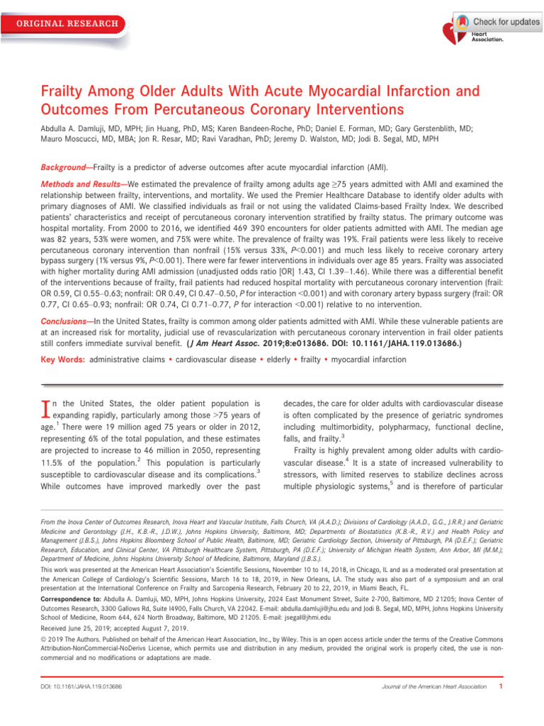 Damluji Et Al 2019 Frailty Among Older Adults With Acute Myocardial ...
