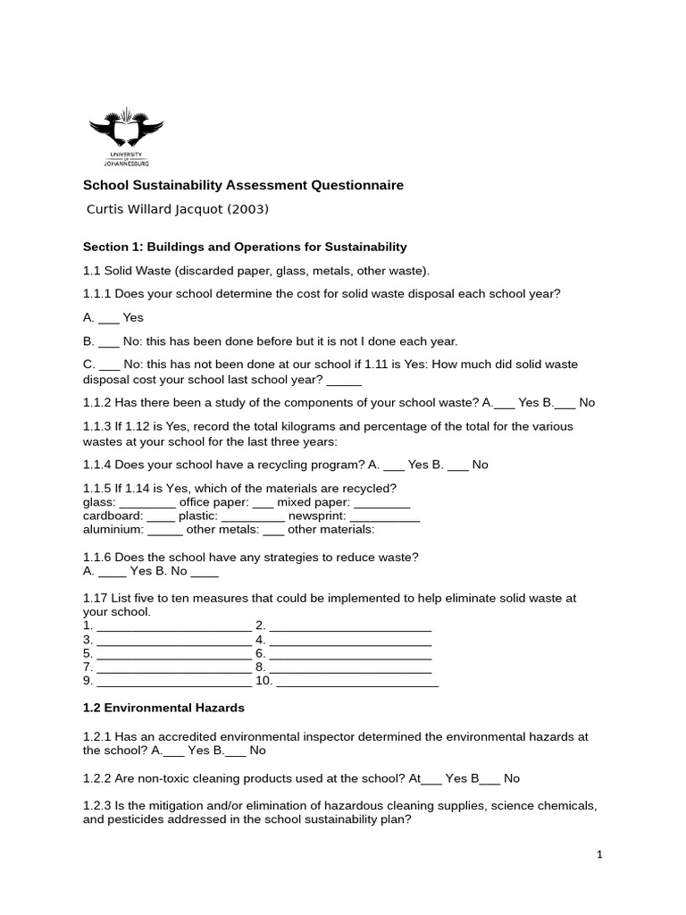 School Sustainability Assessment Guide | PDF | Waste | Water Conservation