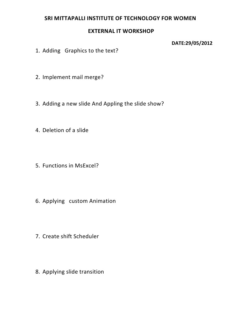 It Work Shop | PDF