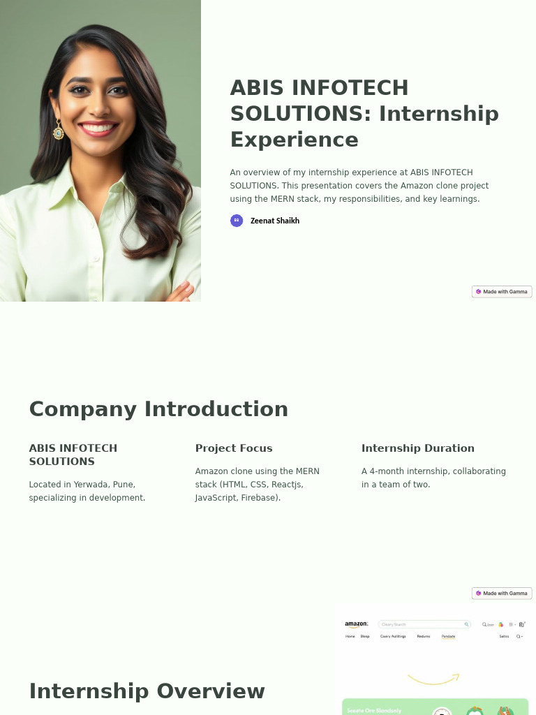 Zzzzabis Infotech Solutions Internship Experience | PDF
