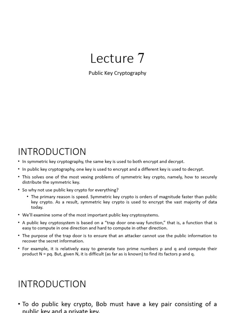 Lecture 7 | PDF | Cryptography | Public Key Cryptography