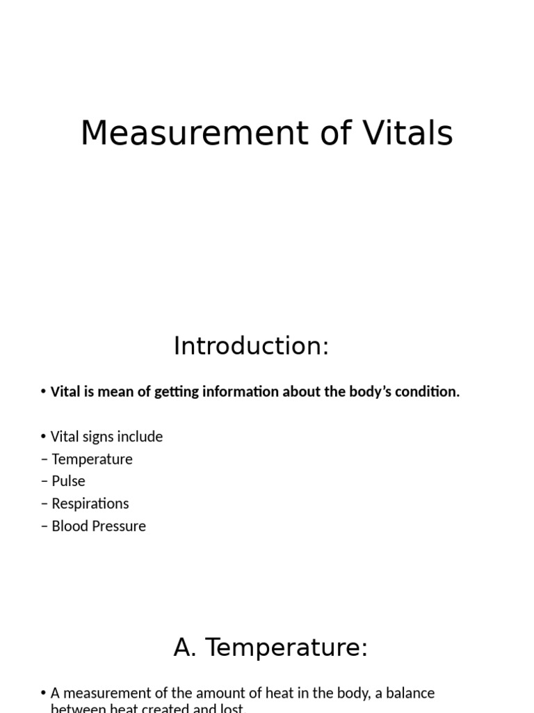Vital Signs Measurement Guide | PDF | Blood Pressure | Cardiovascular ...