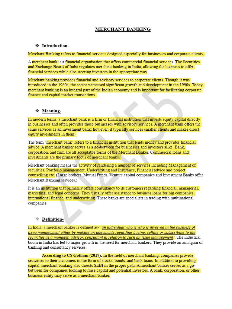 Understanding Merchant Banking Services | PDF | Banks | Investment Banking