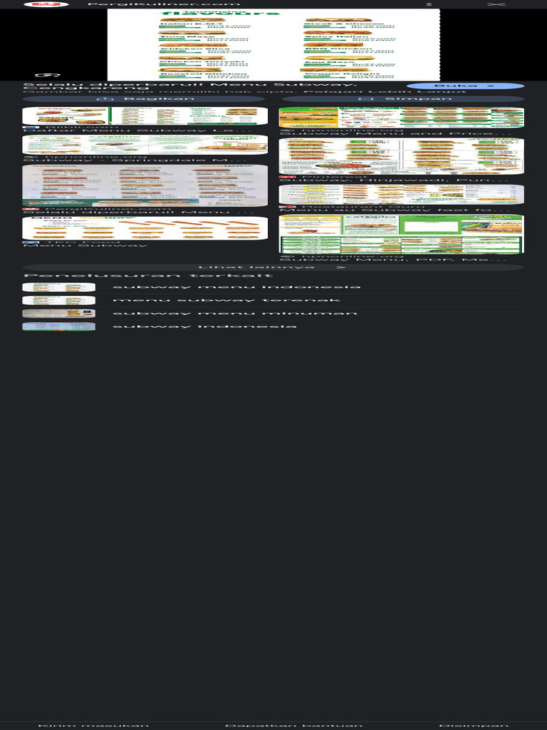 Menu Subway Terbaru di Cengkareng | PDF