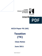 F6 Taxation (UK FA010) Class Notes LSBF J11