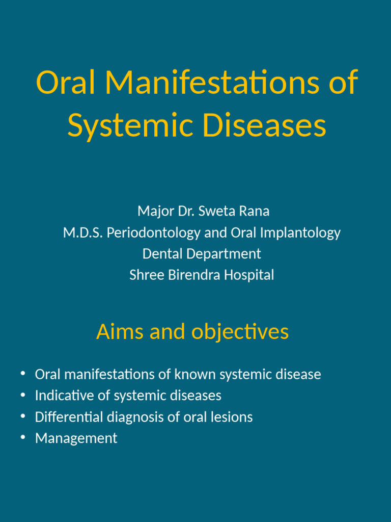 Oral Signs of Systemic Diseases Explained | PDF | Anemia | Human ...