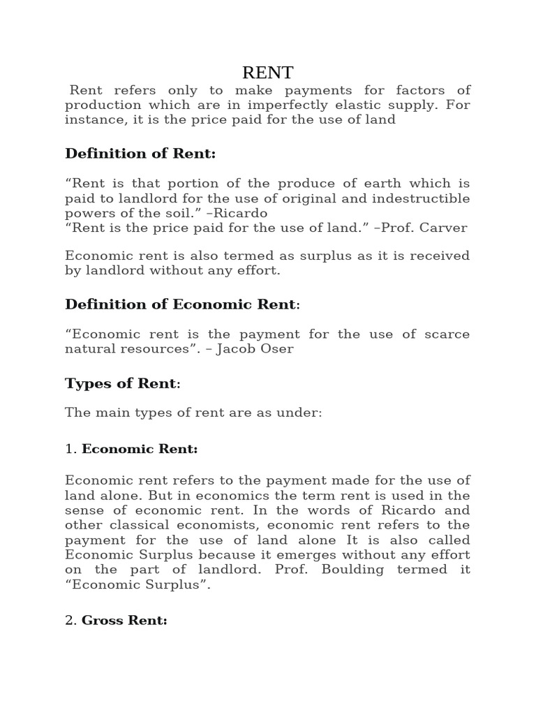 Rent | PDF | Economics | Perfect Competition