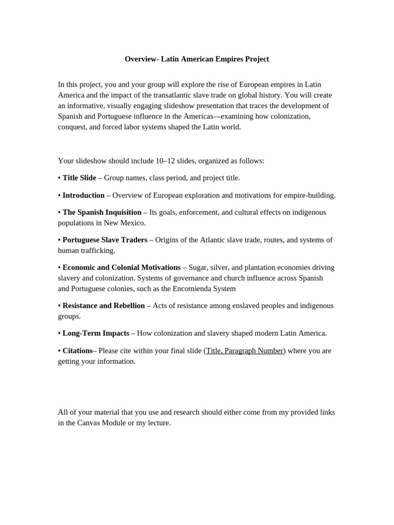 Latin American Empires Project Overview | PDF