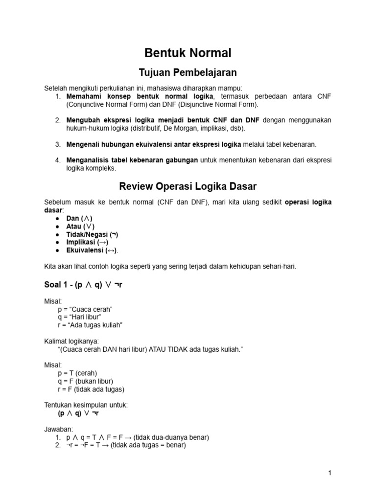 Memahami CNF dan DNF dalam Logika | PDF