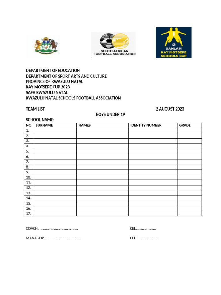 TEAM LIST-1 | PDF