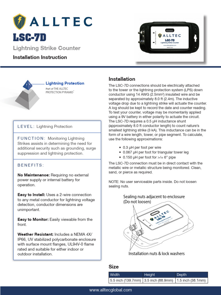 LSC-7D Lightning Strike Counter Guide | PDF | Lightning | Inductance
