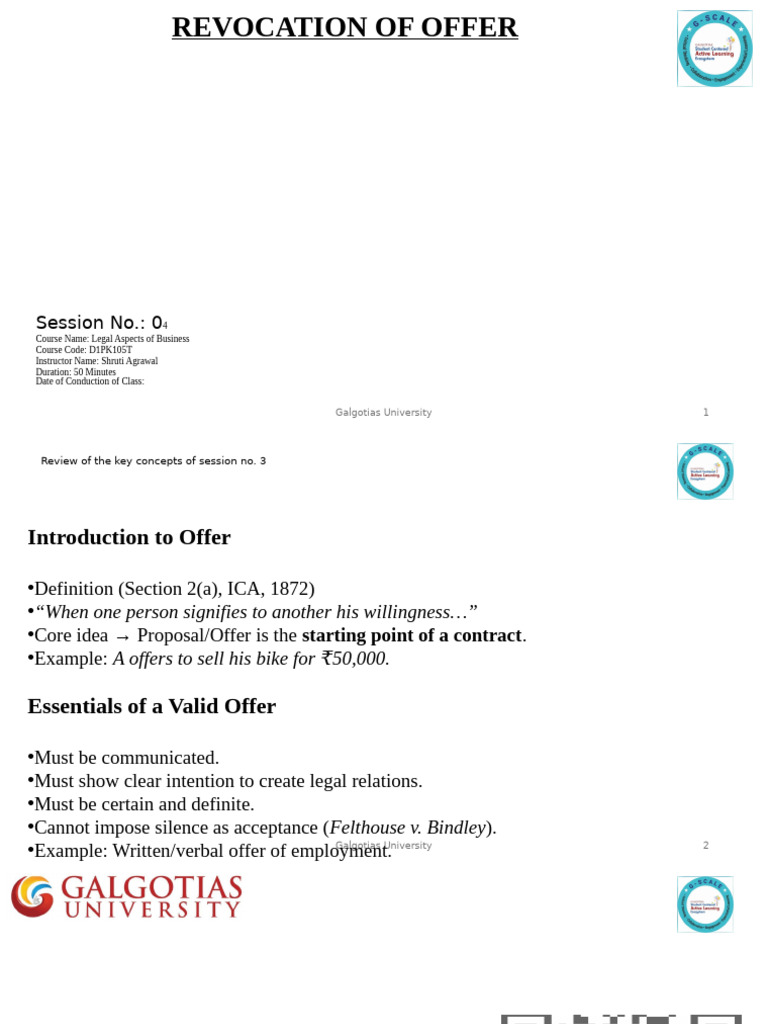 Revocation of Offer in Contract Law | PDF | Offer And Acceptance | Consent