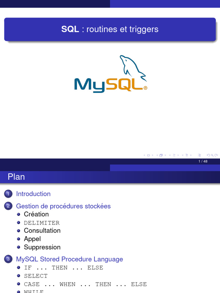 Routines et Triggers en SQL MySQL | PDF | MySQL | SQL