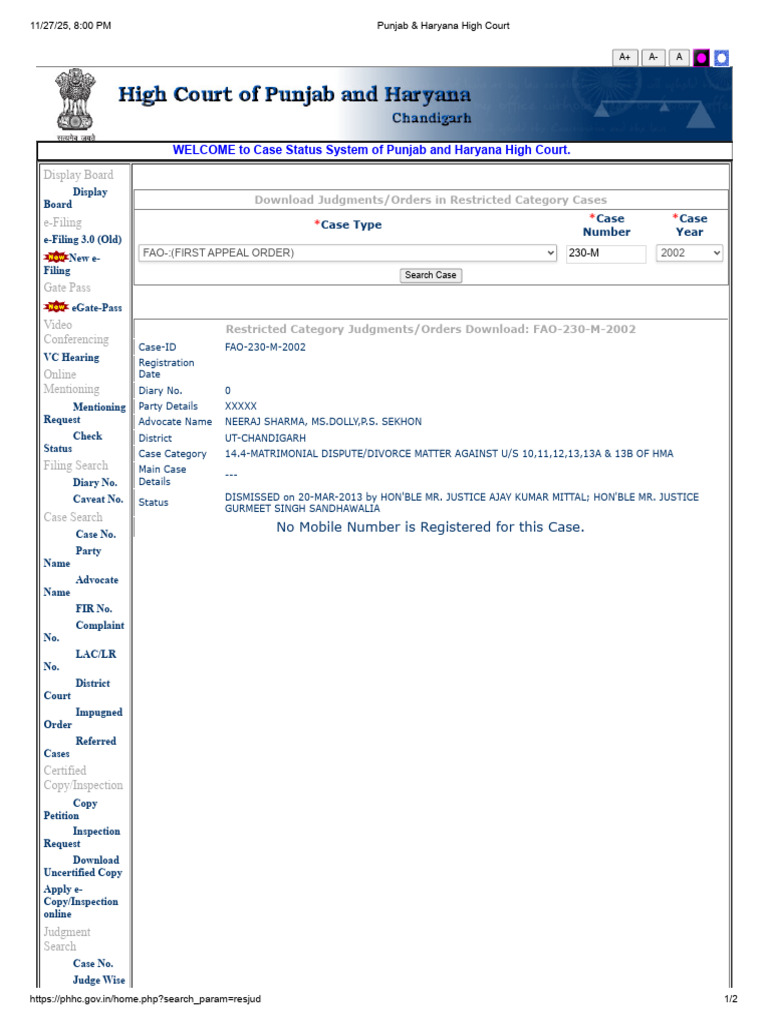 Punjab & Haryana High Court Services | PDF | Separation Of Powers | Justice