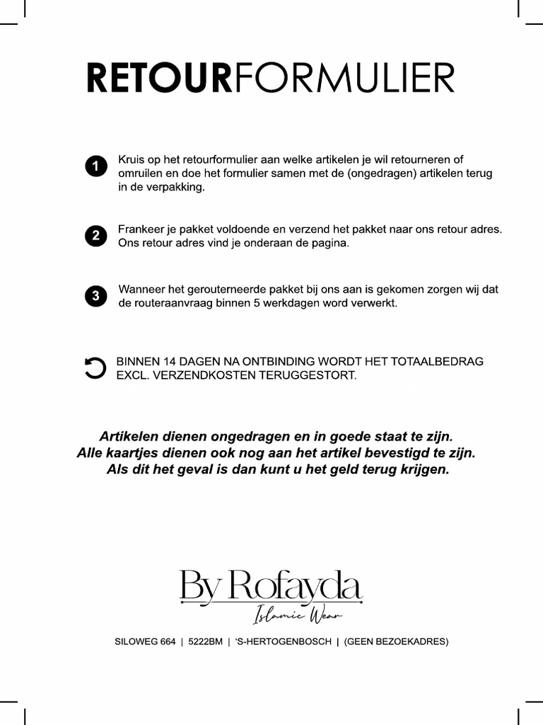 Retour Formulier by Rofayda | PDF