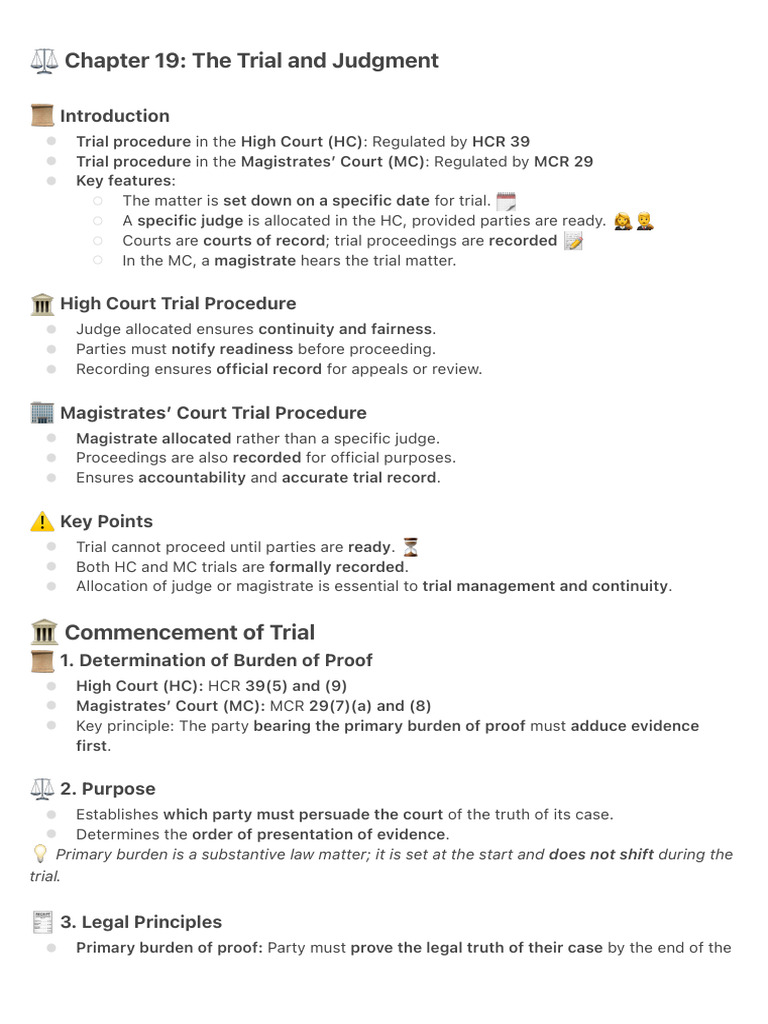 Trial Procedures in High and Magistrates' Courts | PDF | Burden Of ...