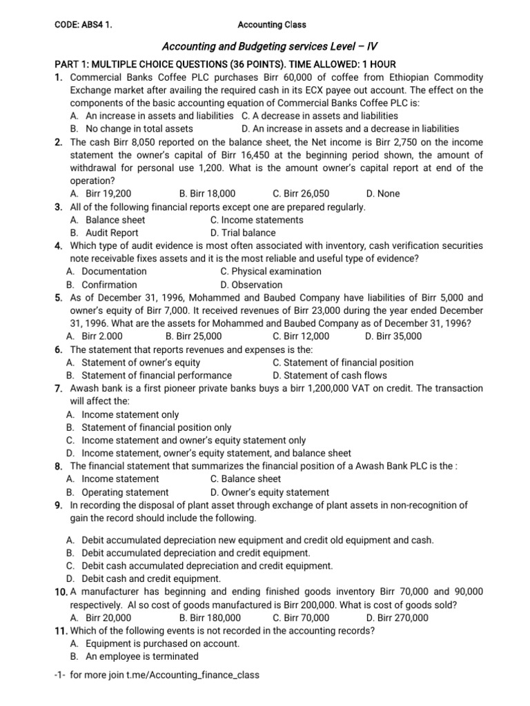 Accounting and Budgeting MCQs Guide | PDF | Debits And Credits | Expense