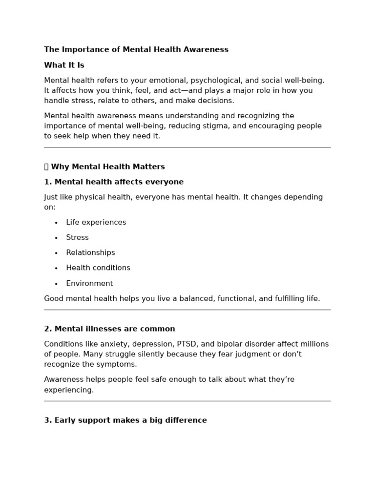 The Importance of Mental Health Awareness | PDF