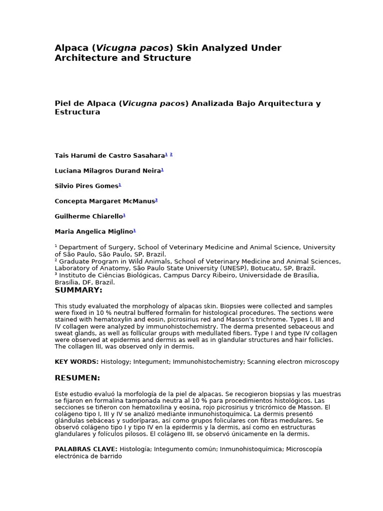 Alpaca Skin Morphology Study Analysis | PDF