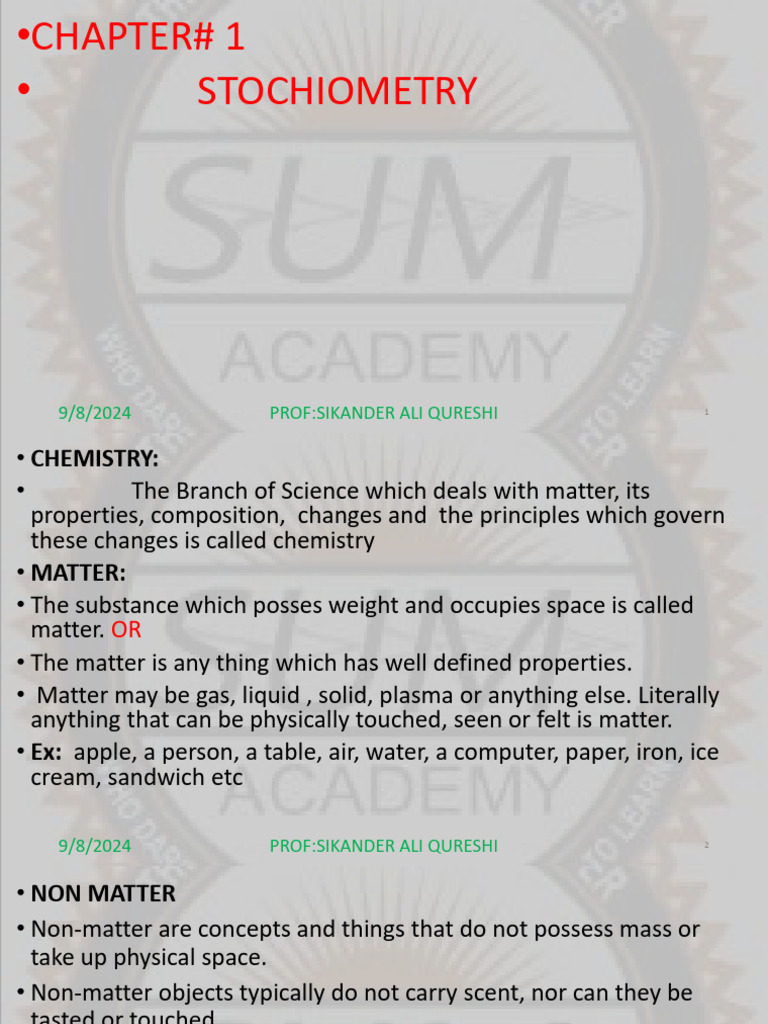 Unit-1 Stoichiometry (1) | PDF | Mole (Unit) | Chemical Substances