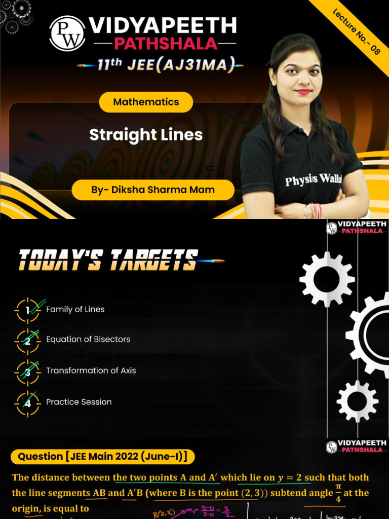 Straight Lines - 08 - Class Notes | PDF