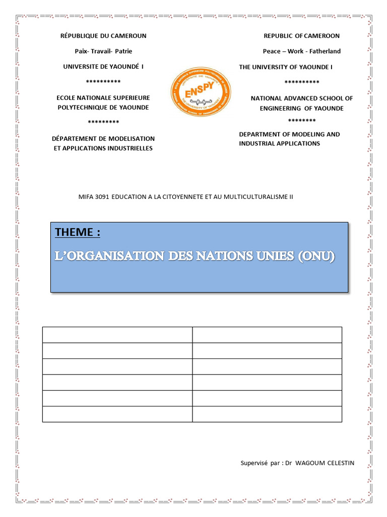Histoire et missions de l'ONU | PDF | Nations unies | Relations ...