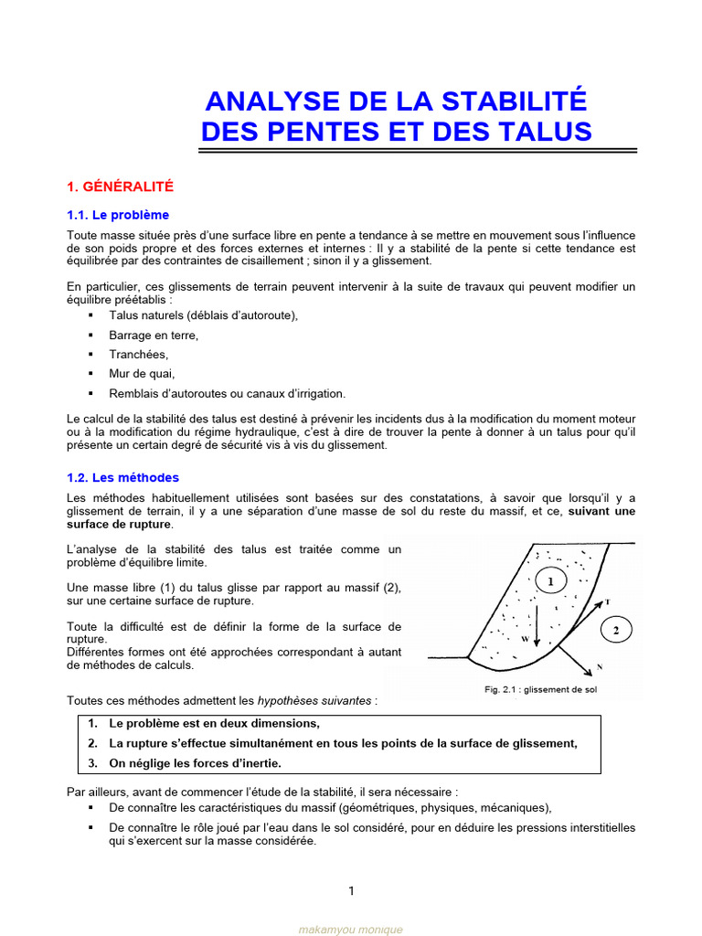 Analyse de la stabilité des pentes | PDF | Barrage | Masse