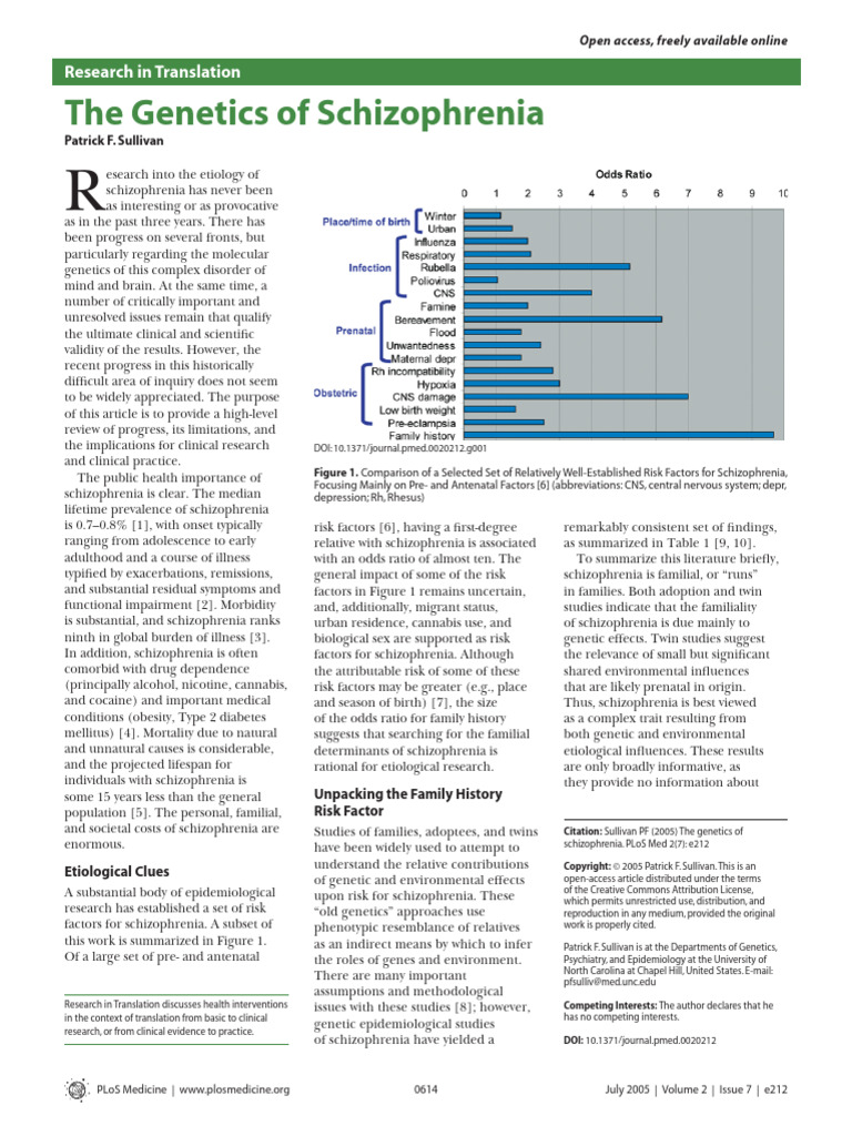Genetics and Risk Factors of Schizophrenia | PDF | Schizophrenia ...