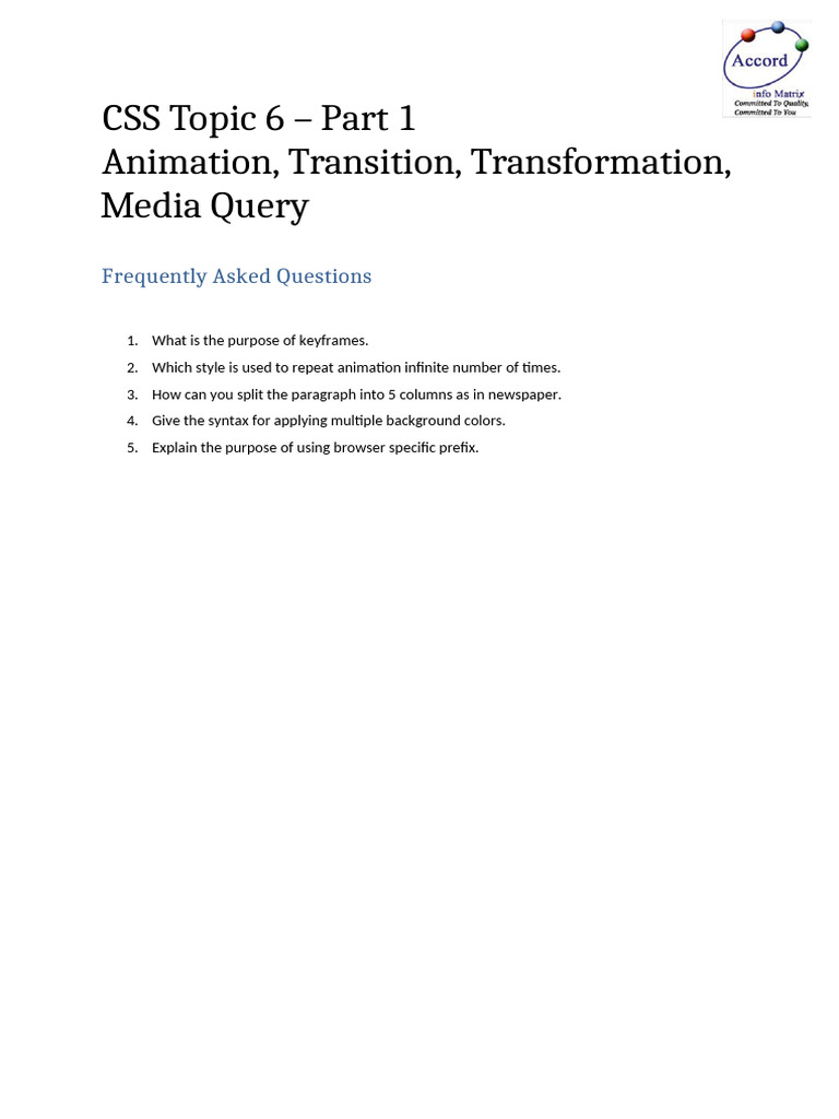CSS Animation and Media Queries FAQ | PDF