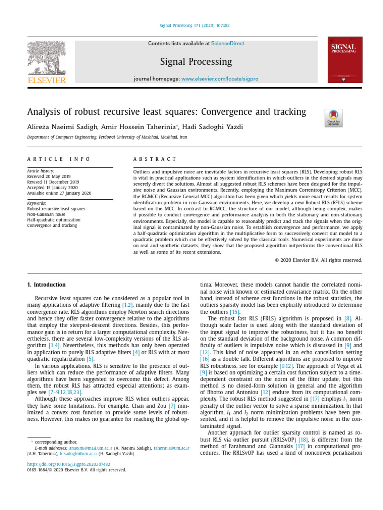 Robust Recursive Least Squares Analysis | PDF | Robust Statistics ...