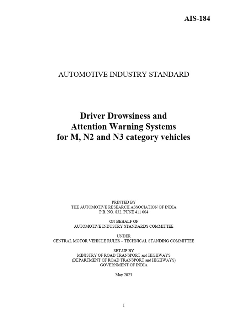 Driver Drowsiness Warning Systems Standard | PDF | Sensitivity And ...