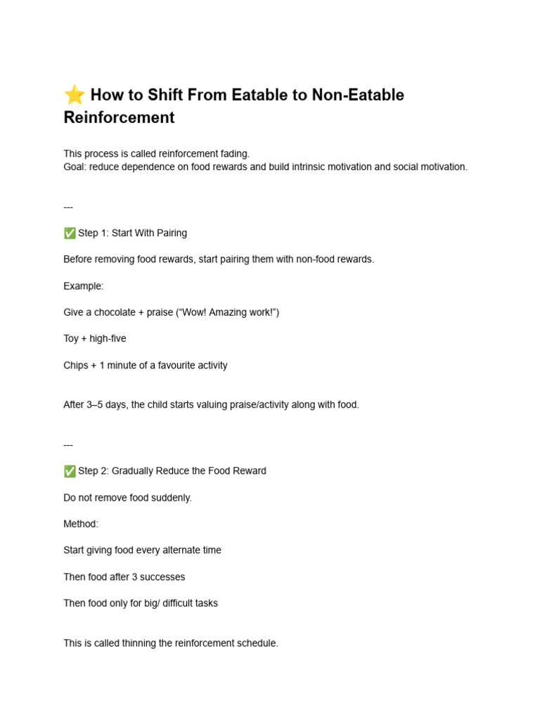 ⭐ How to Shift From Eatable to Non-Eatable Reinforcement | PDF ...