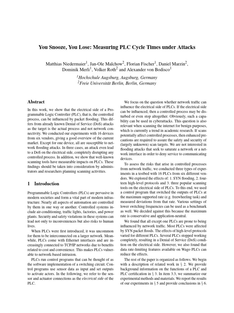 PLC Cycle Time Vulnerabilities Explored | PDF | Programmable Logic ...