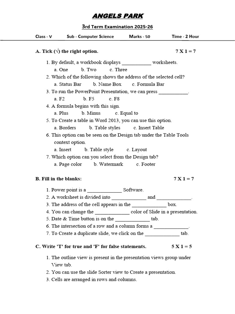 class 5 | PDF | Microsoft Excel
