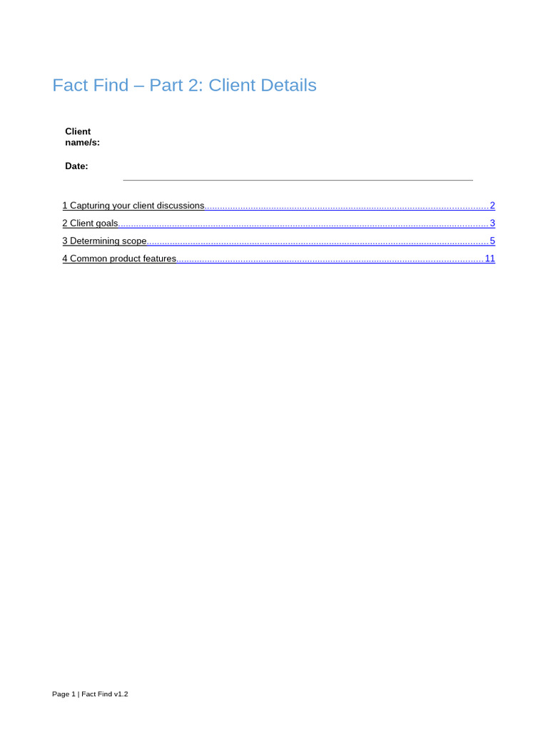 Client Goals and Advice Scope Document | PDF | Insurance | Investing