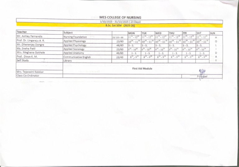 Timetable October | PDF