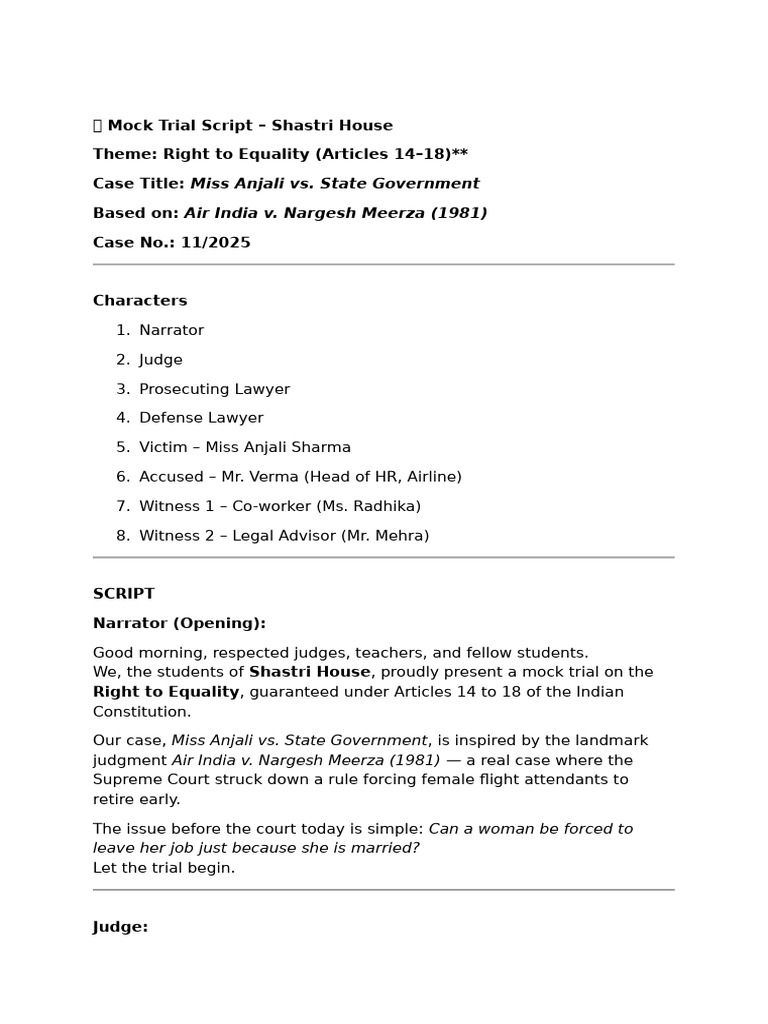 ? Mock Trial Script Final 1 | PDF | Judge | Witness