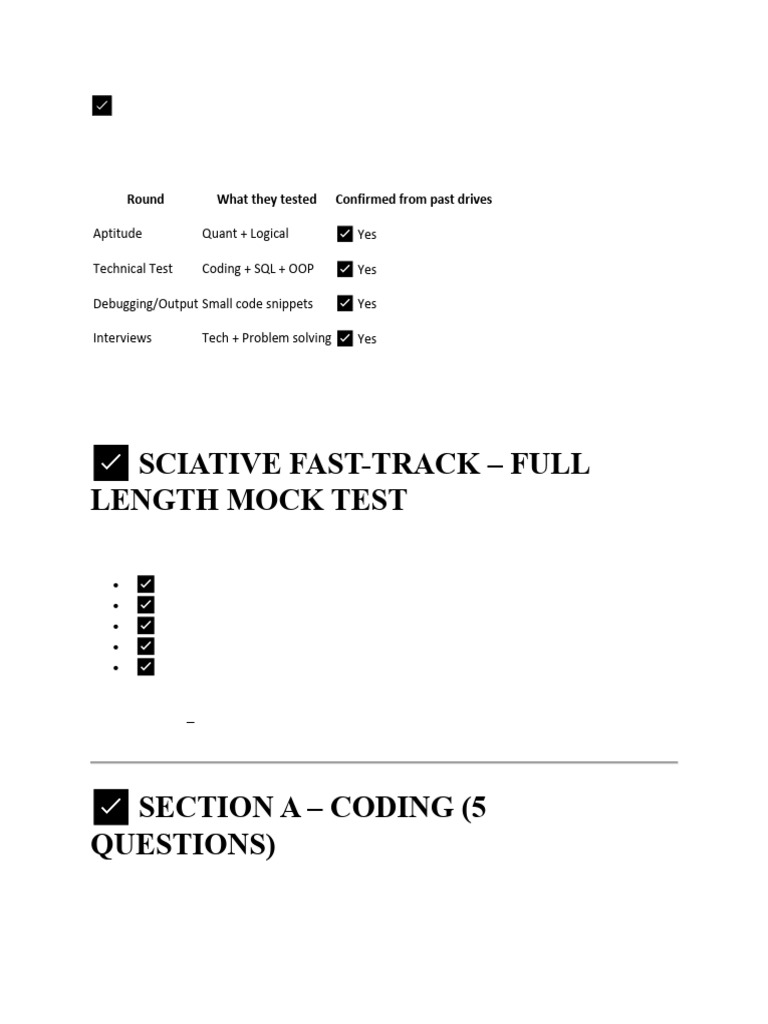 Sciative Campus Drive Mock Test Guide | PDF | Software Engineering ...