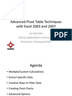 Advanced Pivot Table Techniques with Excel 2003 and 2007