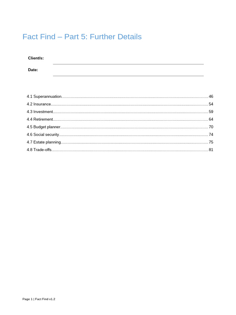 Fact Find Part 5 V 20211213AW | PDF | Estate Planning | Life Annuity