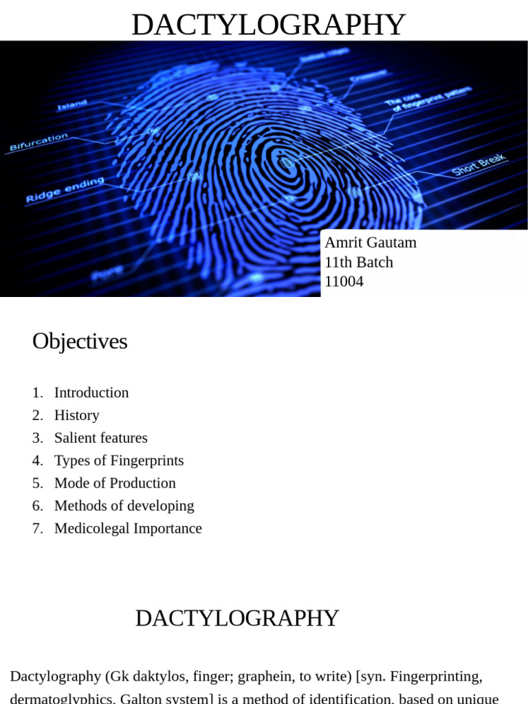 Comprehensive Guide to Dactylography | PDF | Fingerprint